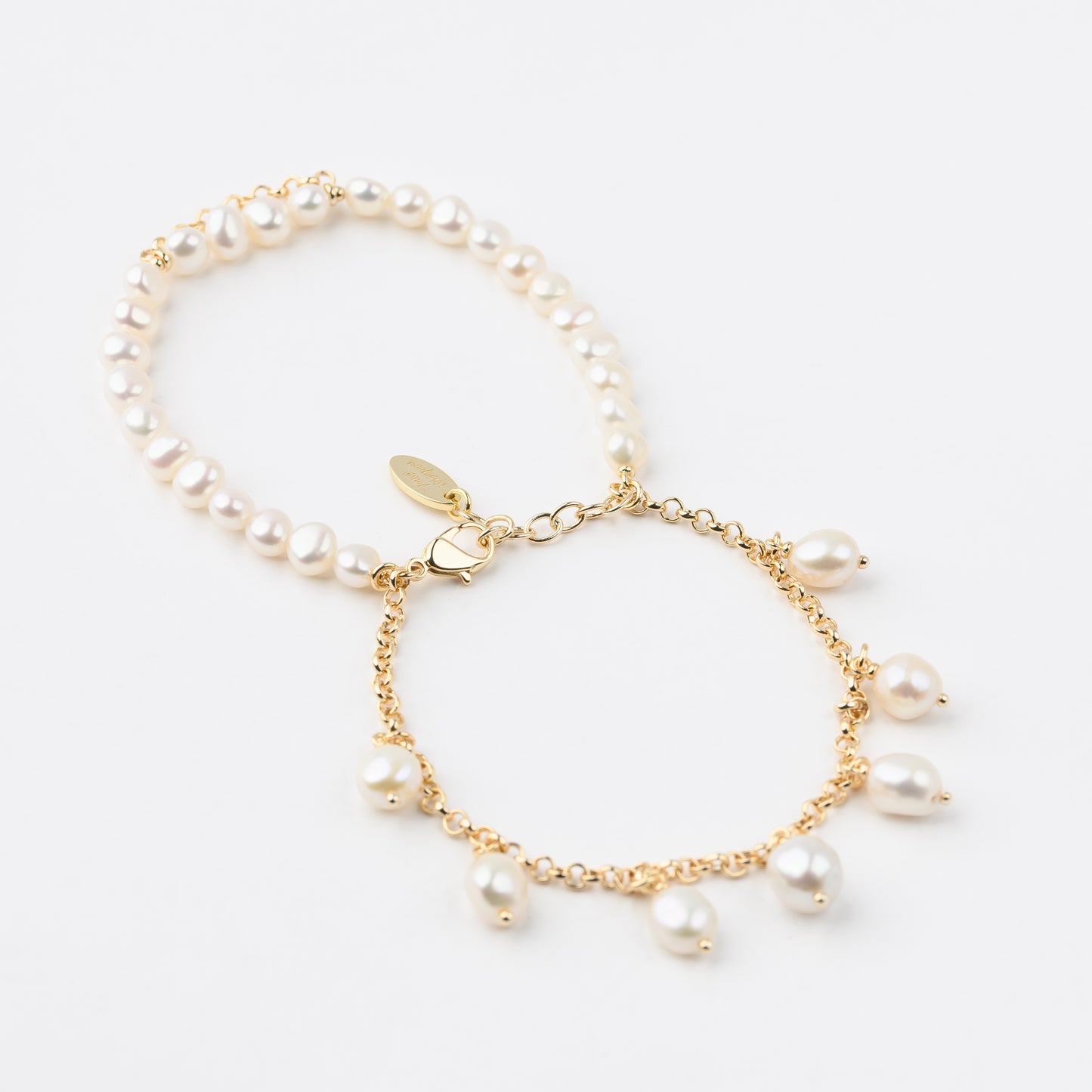 CATALYTIC Series Freshwater Baroque Pearl Bracelet ref.#010 - Button Pearl, 14K Gold-plated