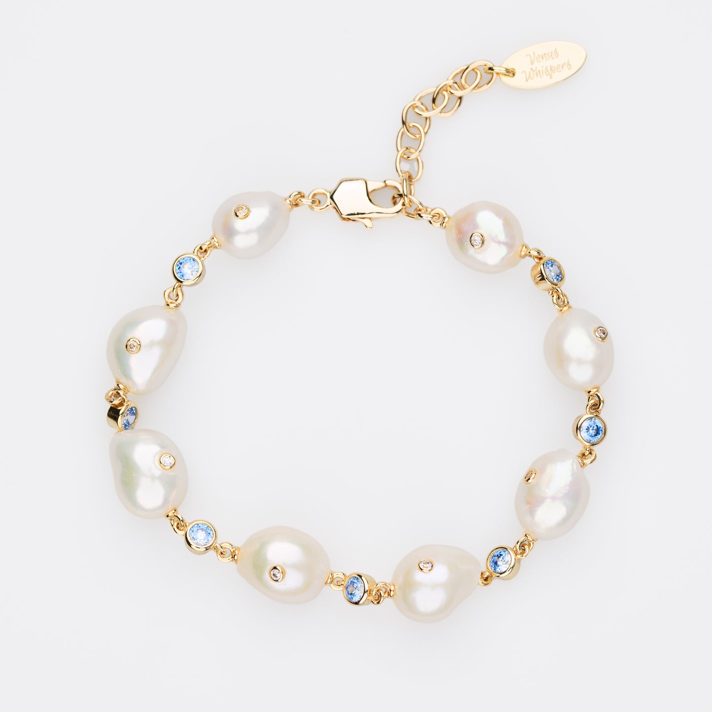 SPARKLING Series Freshwater Baroque Pearl Bracelet ref.#029 - Button Pearl, 14K Gold-plated, Gemstone