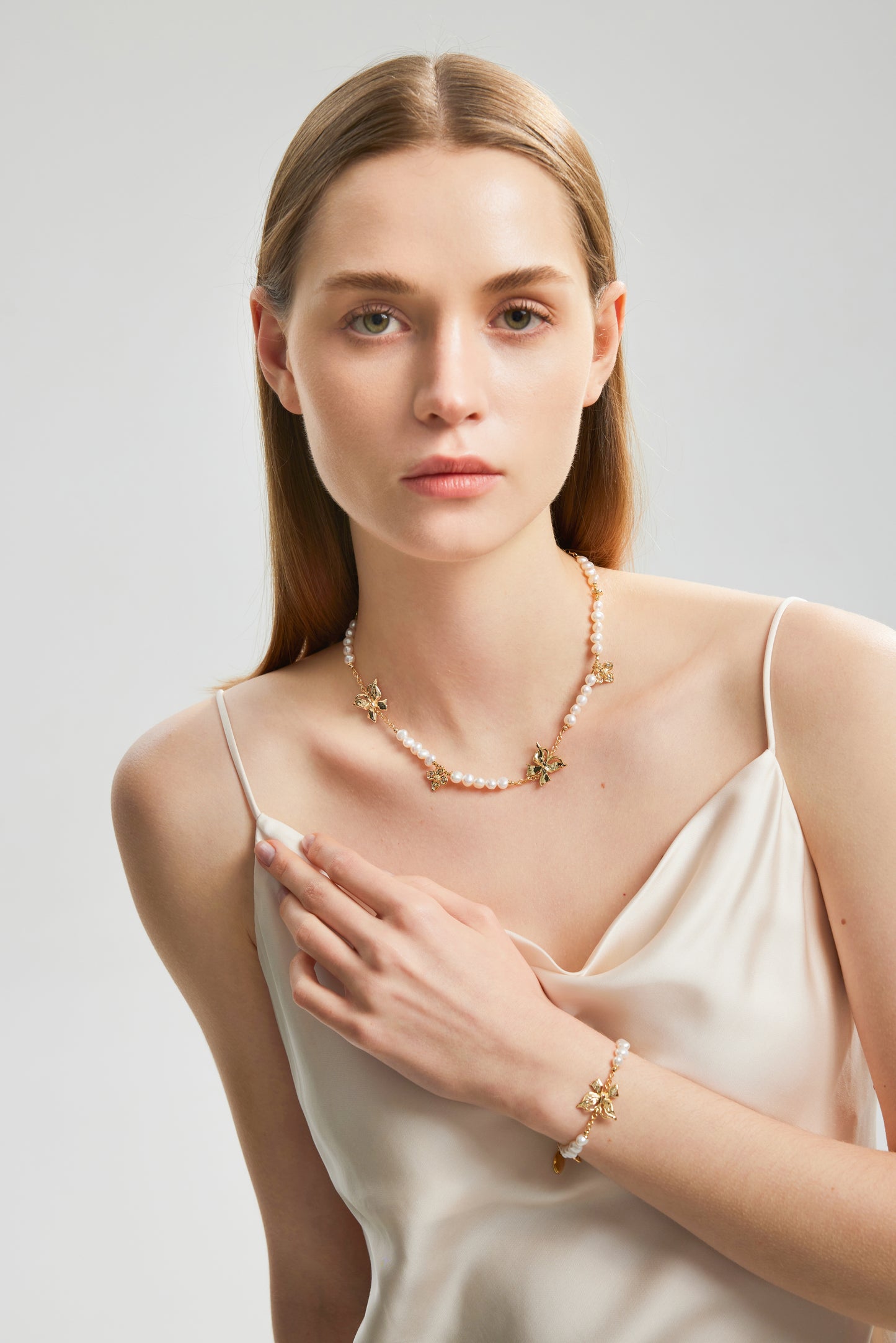 VENUSTUS Series Freshwater Baroque Pearl Bracelet ref.#045 - Button Pearl, 14K Gold-plated