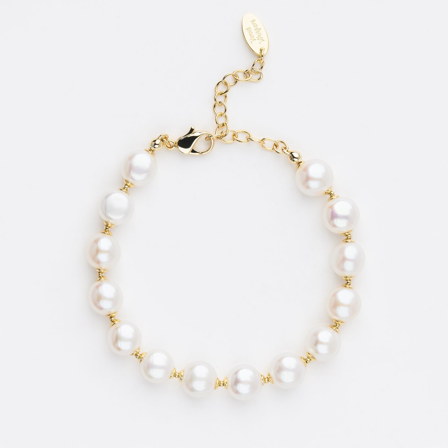 MOONLIT Series Freshwater Baroque Pearl Bracelet ref.#048 - Button Pearl, 14K Gold-plated