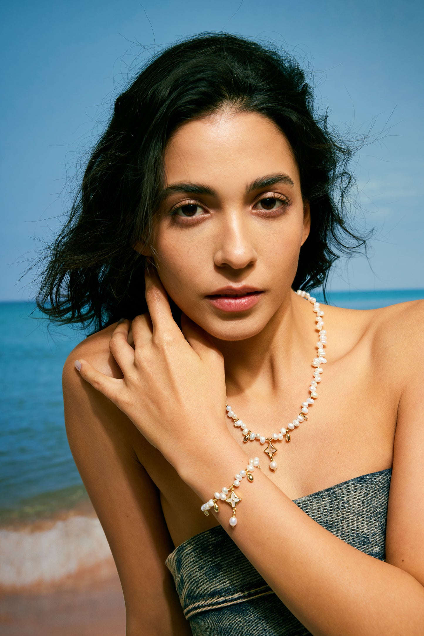 MYSTIC Series Freshwater Baroque Pearl Necklace ref.#066 - Rice Pearl, 14K Gold-plated, Gemstone