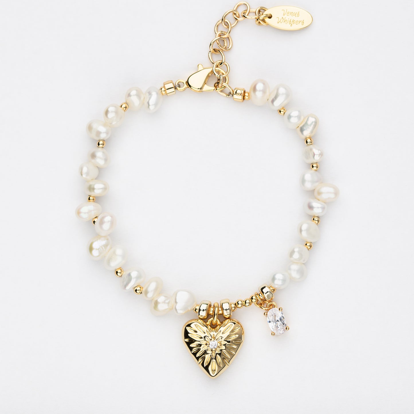 VENUSTUS Series Freshwater Baroque Pearl Bracelet ref.#071 - Rice Pearl, 14K Gold-plated, Gemstone