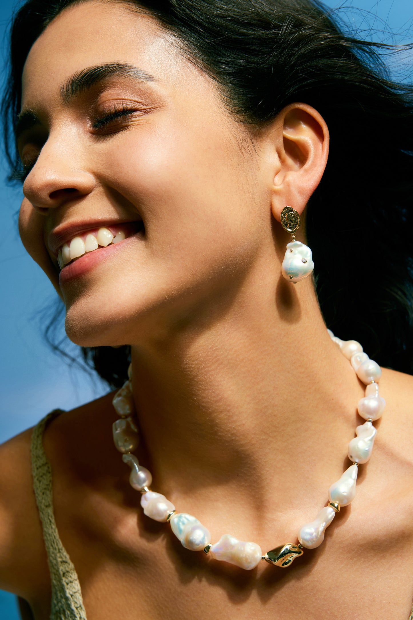 BOLD Series Freshwater Baroque Pearl Necklace ref.#037 - 14K Gold-plated