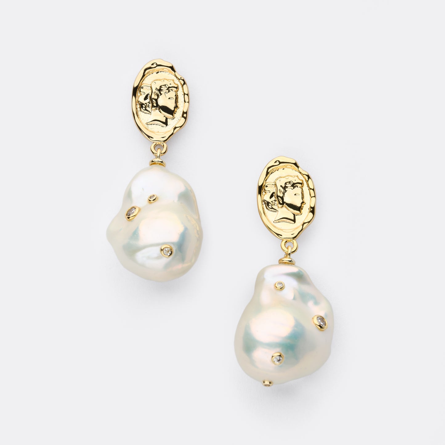 VENUSTUS Series Freshwater Baroque Pearl Earrings ref.#015 - 14K Gold-plated, Gemstone