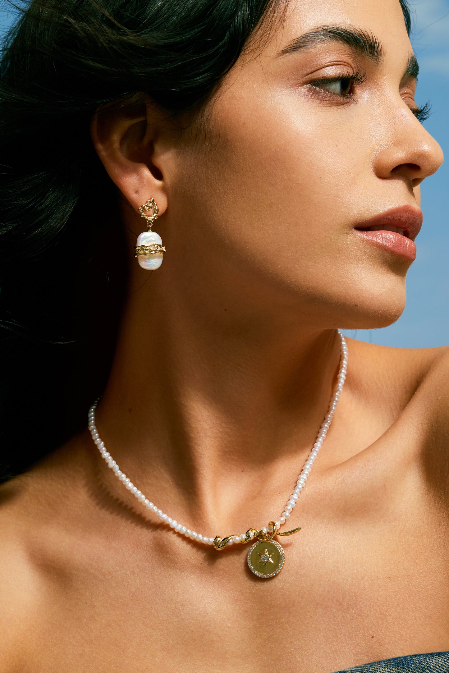 MYSTIC Series Freshwater Baroque Pearl Earrings ref.#027 - 14K Gold-plated, Gemstone