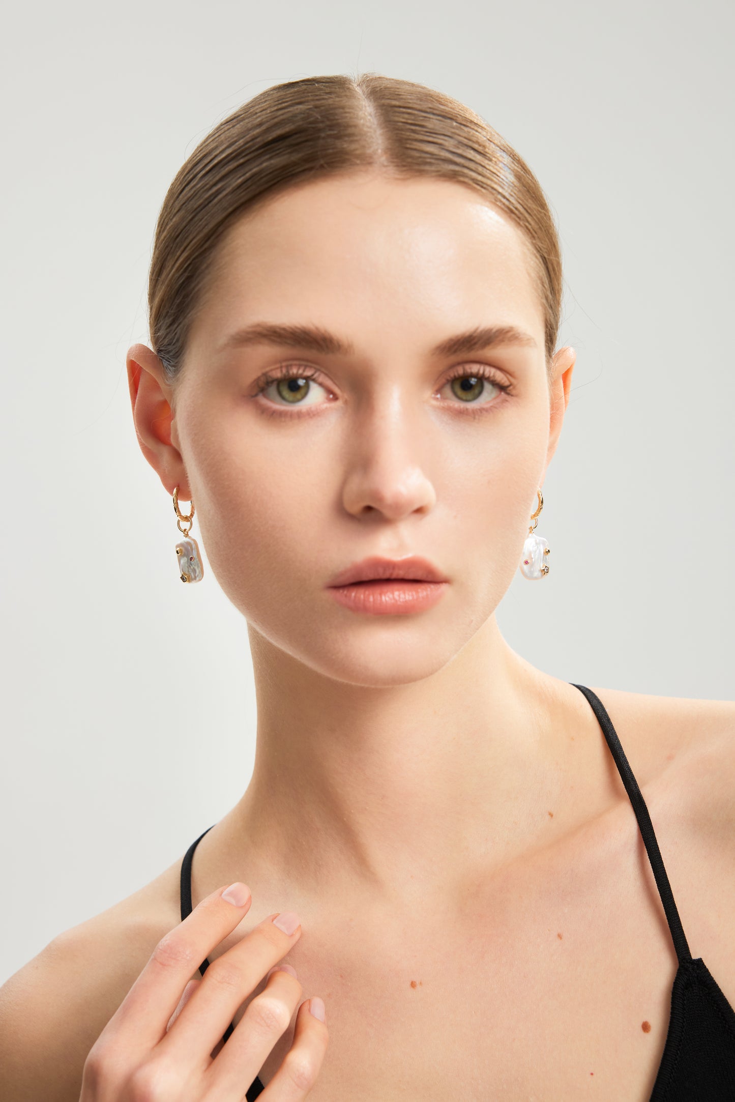 SPARKLING Series Freshwater Baroque Pearl Earrings ref.#031 - 14K Gold-plated, Gemstone