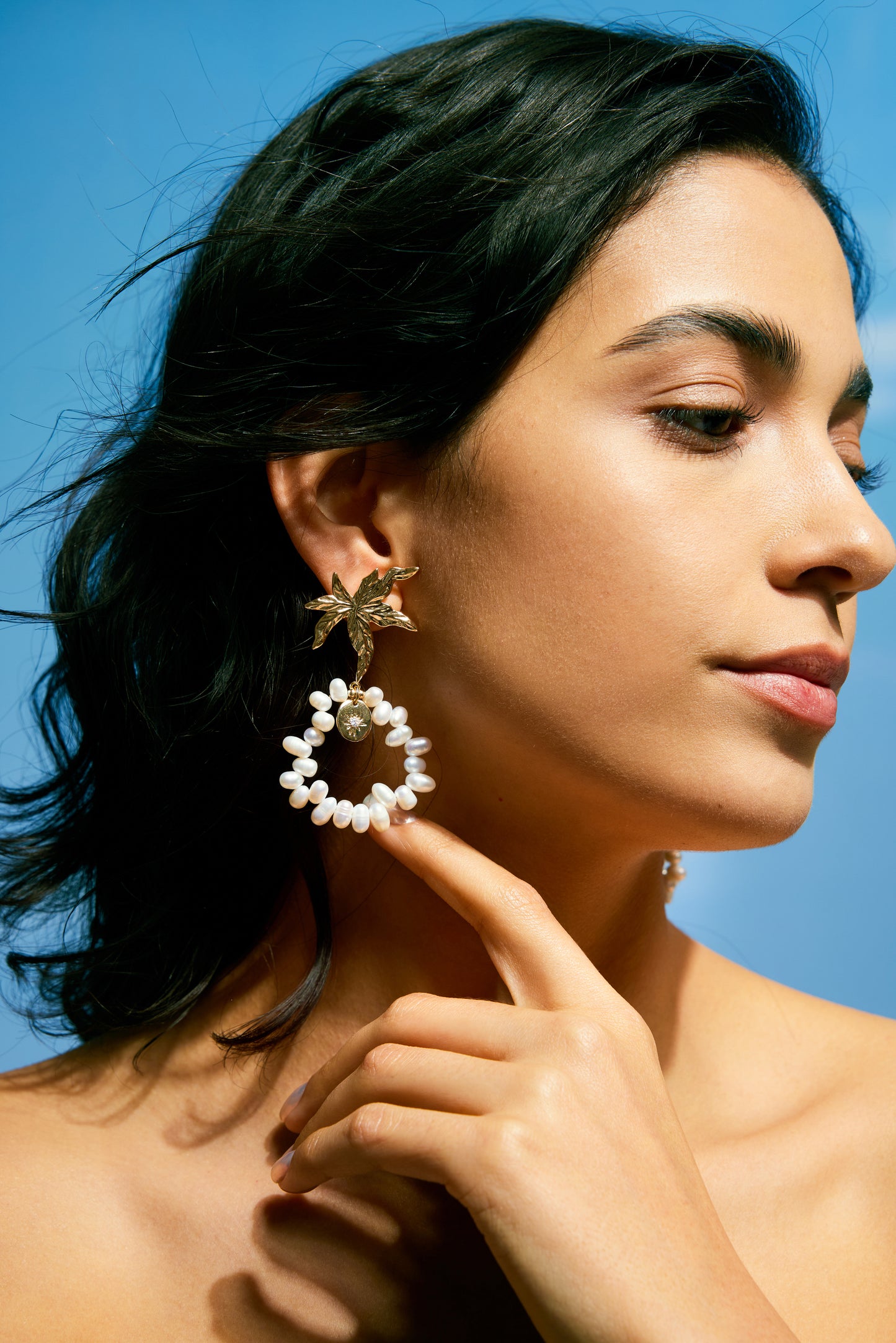 VIBRANT Series Freshwater Baroque Pearl Earrings ref.#056 - Rice Pearl, 14K Gold-plated, Gemstone