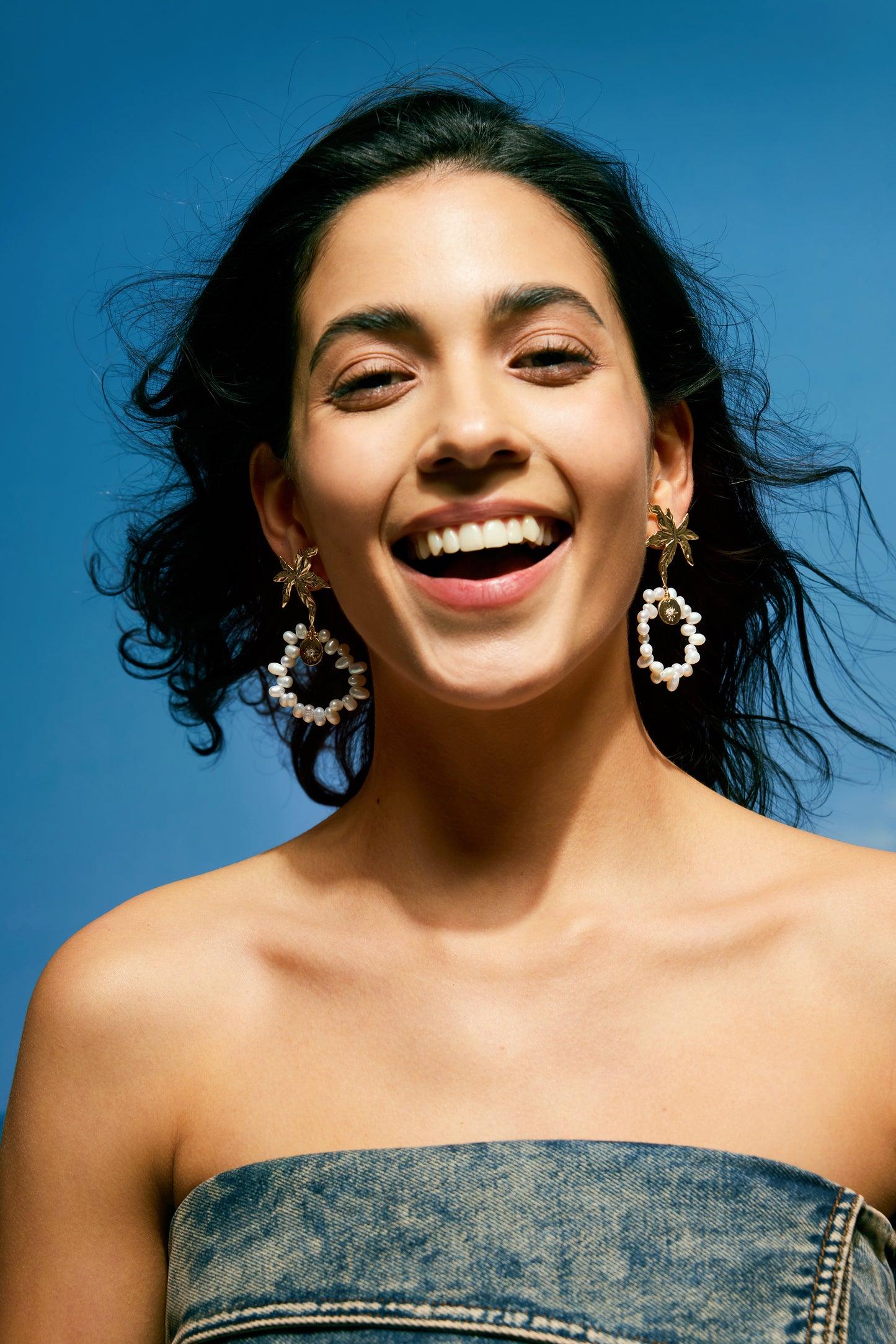 VIBRANT Series Freshwater Baroque Pearl Earrings ref.#056 - Rice Pearl, 14K Gold-plated, Gemstone