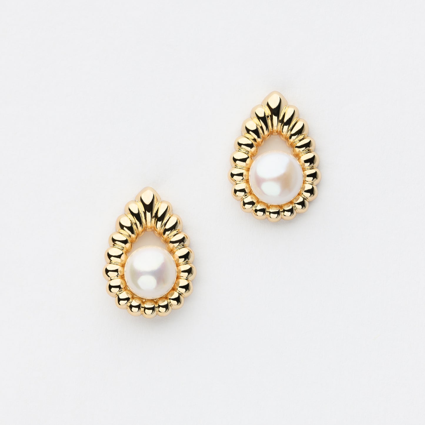 VENUSTUS Series Freshwater Baroque Pearl Earrings ref.#075 - Button Pearl, 14K Gold-plated