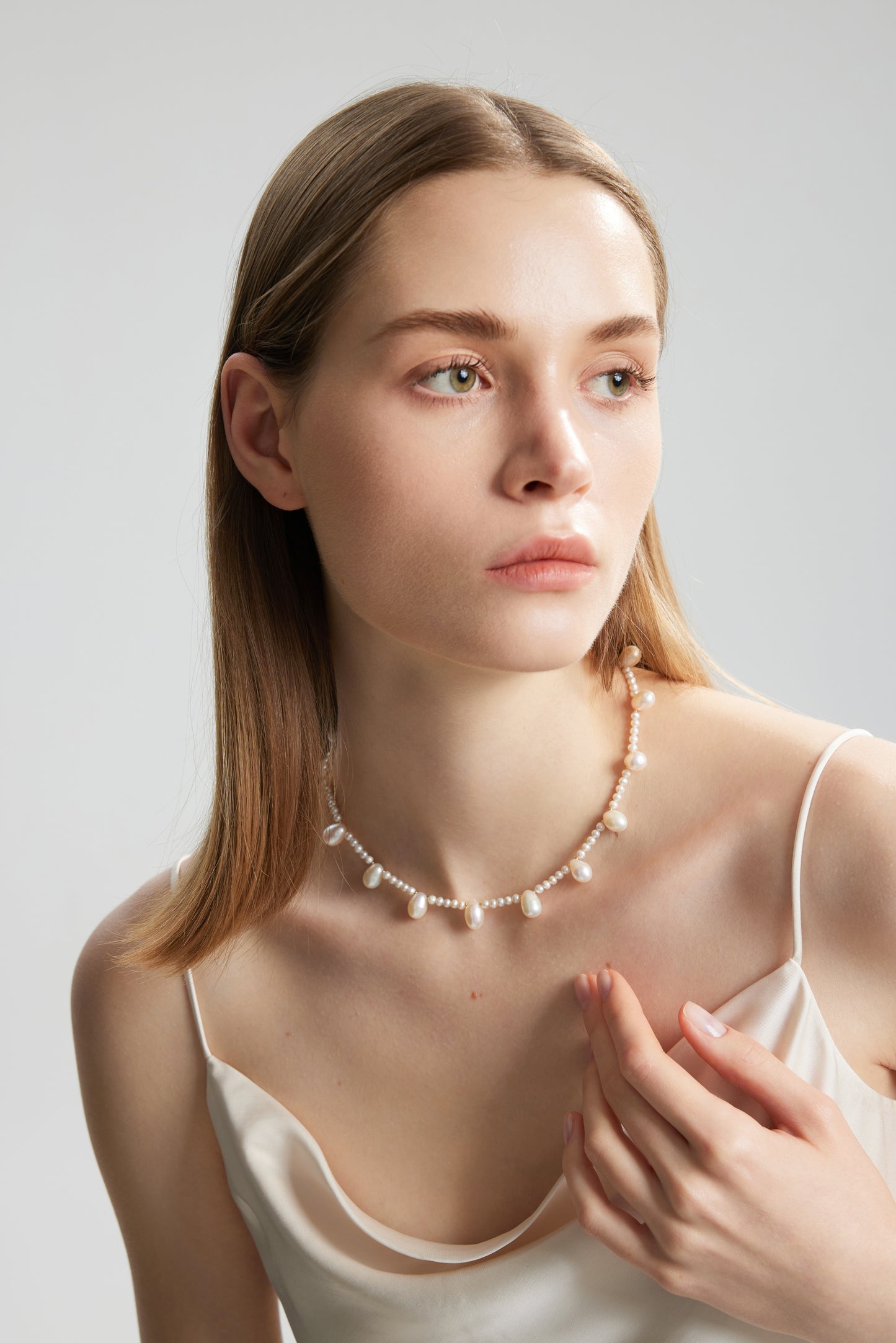 DULCIS Series Freshwater Baroque Pearl Necklace ref.#001 - Teardrop Pearl, Rice Pearl
