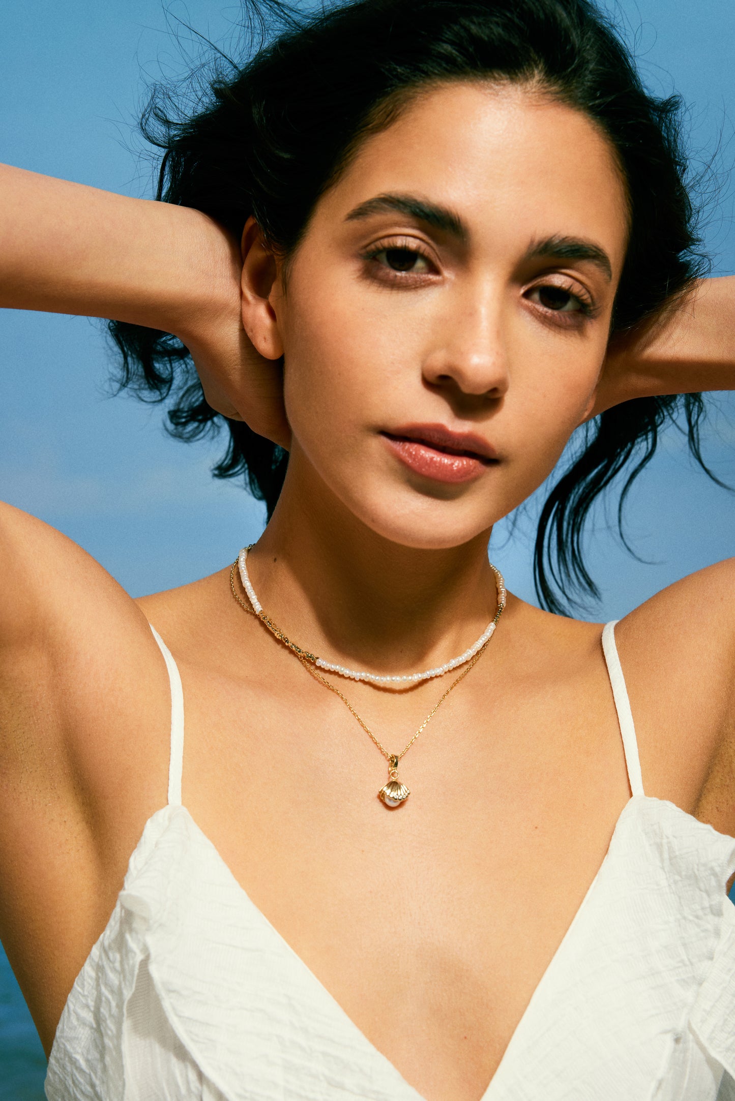 CATALYTIC Series Freshwater Baroque Pearl Necklace ref.#014 - Button Pearl, 14K Gold-plated, Gemstone
