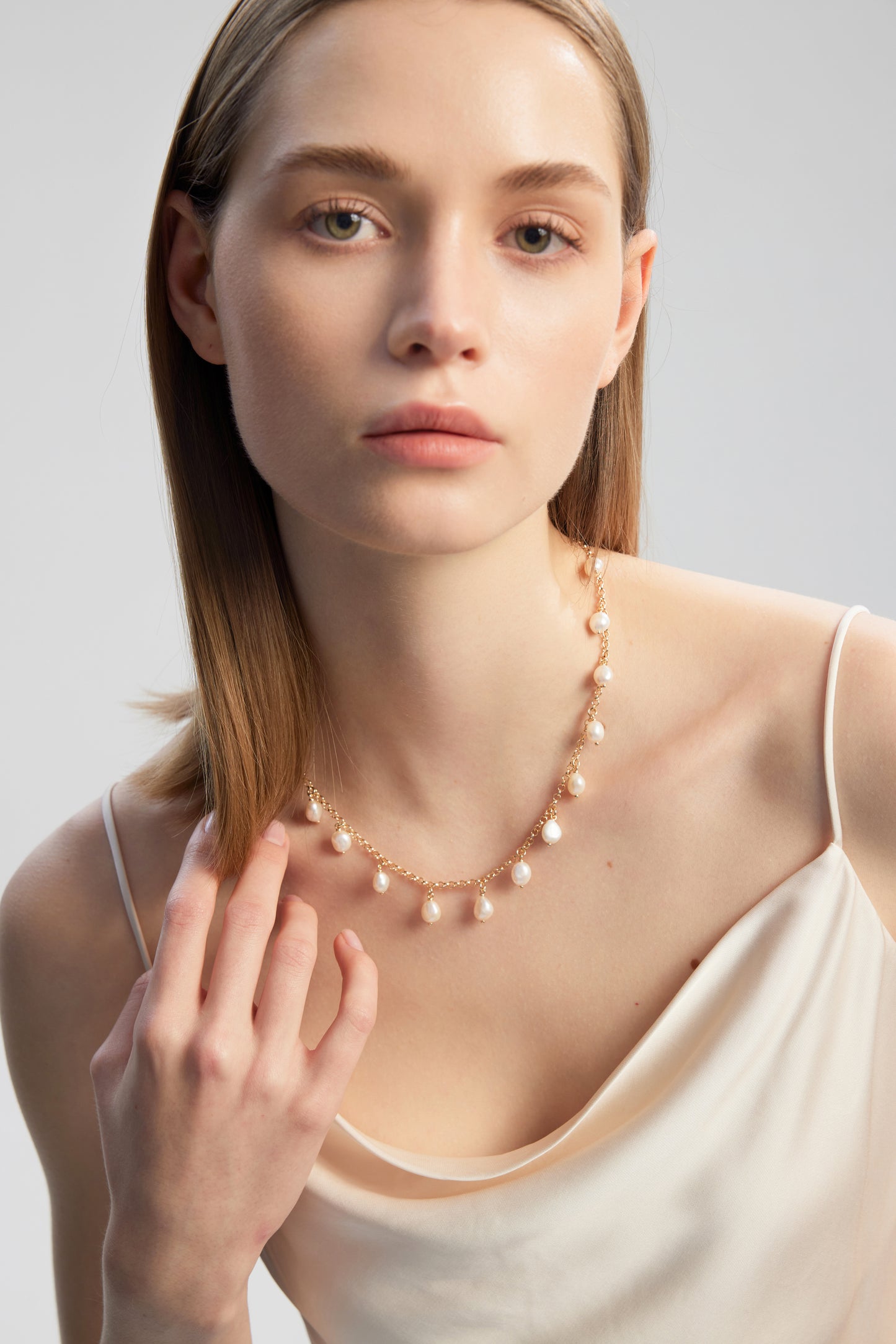CATALYTIC Series Freshwater Baroque Pearl Necklace ref.#007/008 - Button Pearl