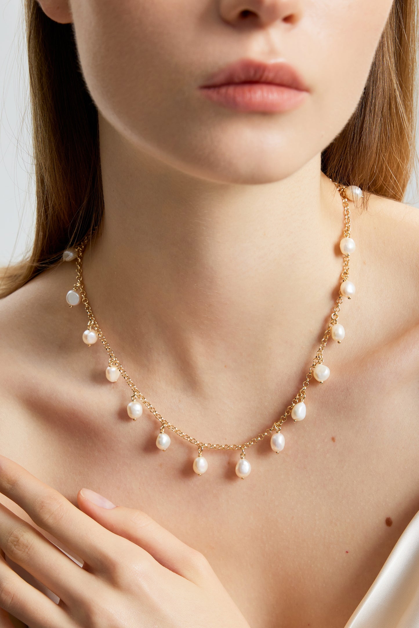 CATALYTIC Series Freshwater Baroque Pearl Necklace ref.#007/008 - Button Pearl