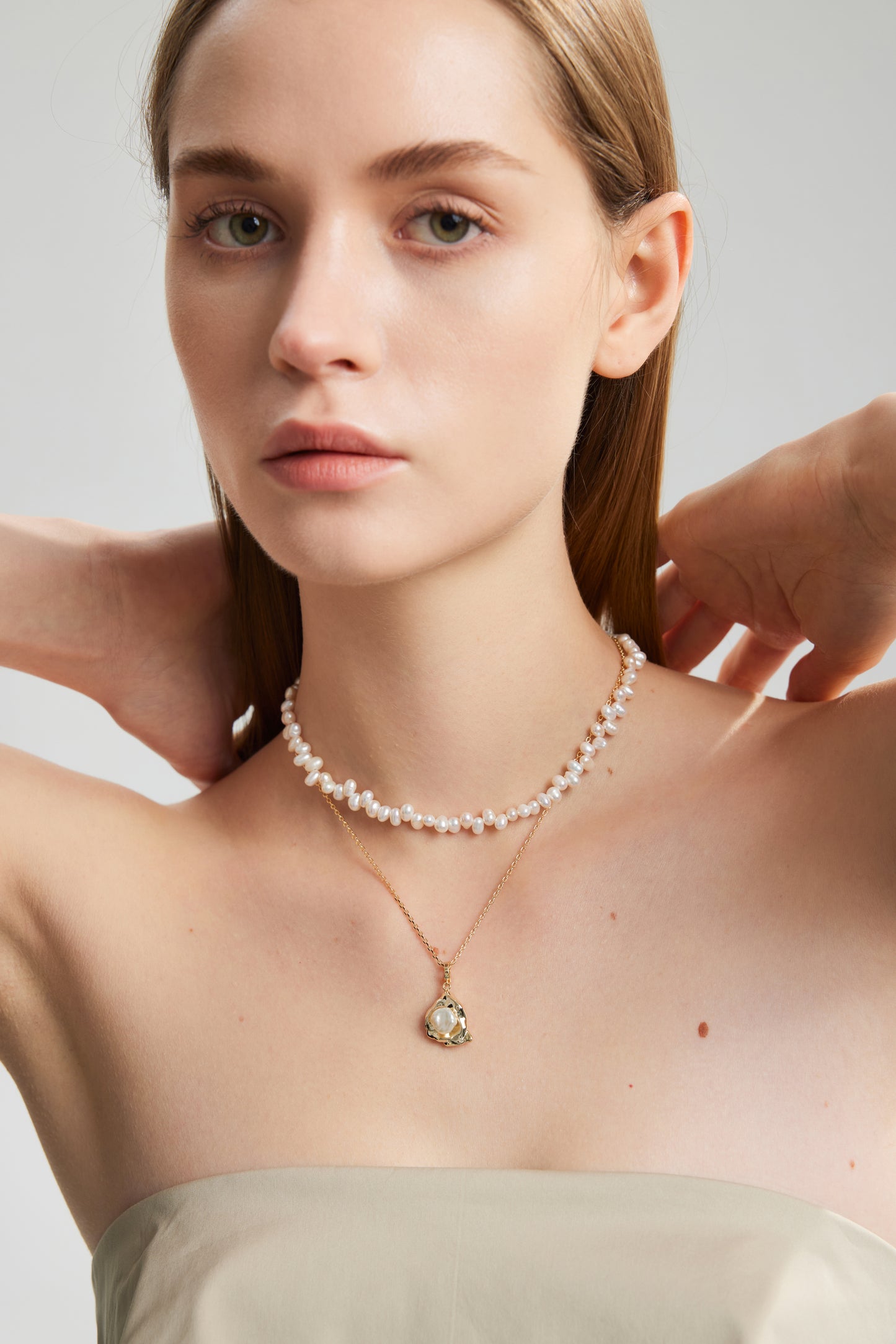 CATALYTIC Series Freshwater Baroque Pearl Necklace ref.#013 - Petal Pearl, 14K Gold-plated
