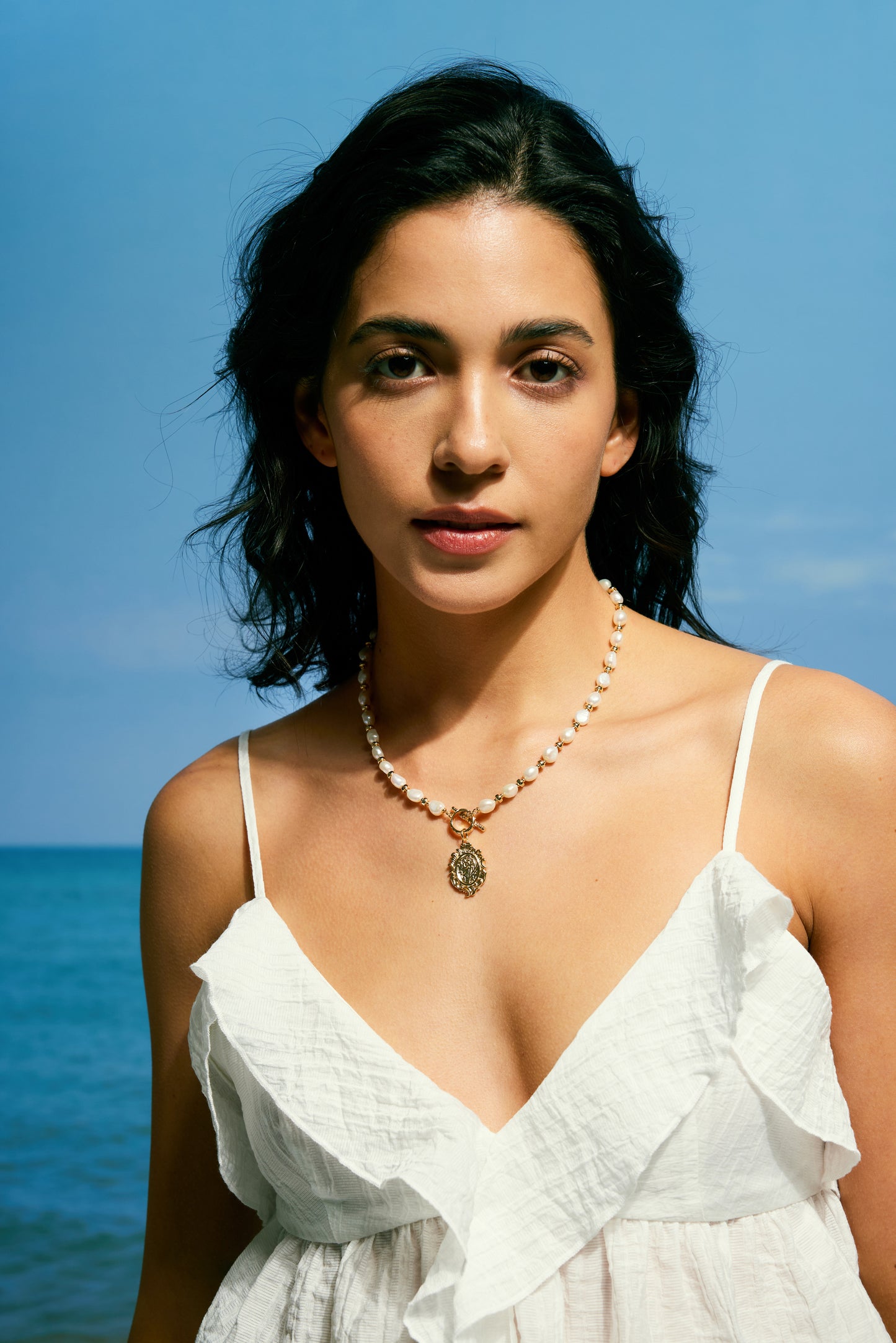 VENUSTUS Series Freshwater Baroque Pearl Necklace ref.#016 - Button Pearl, 14K Gold-plated