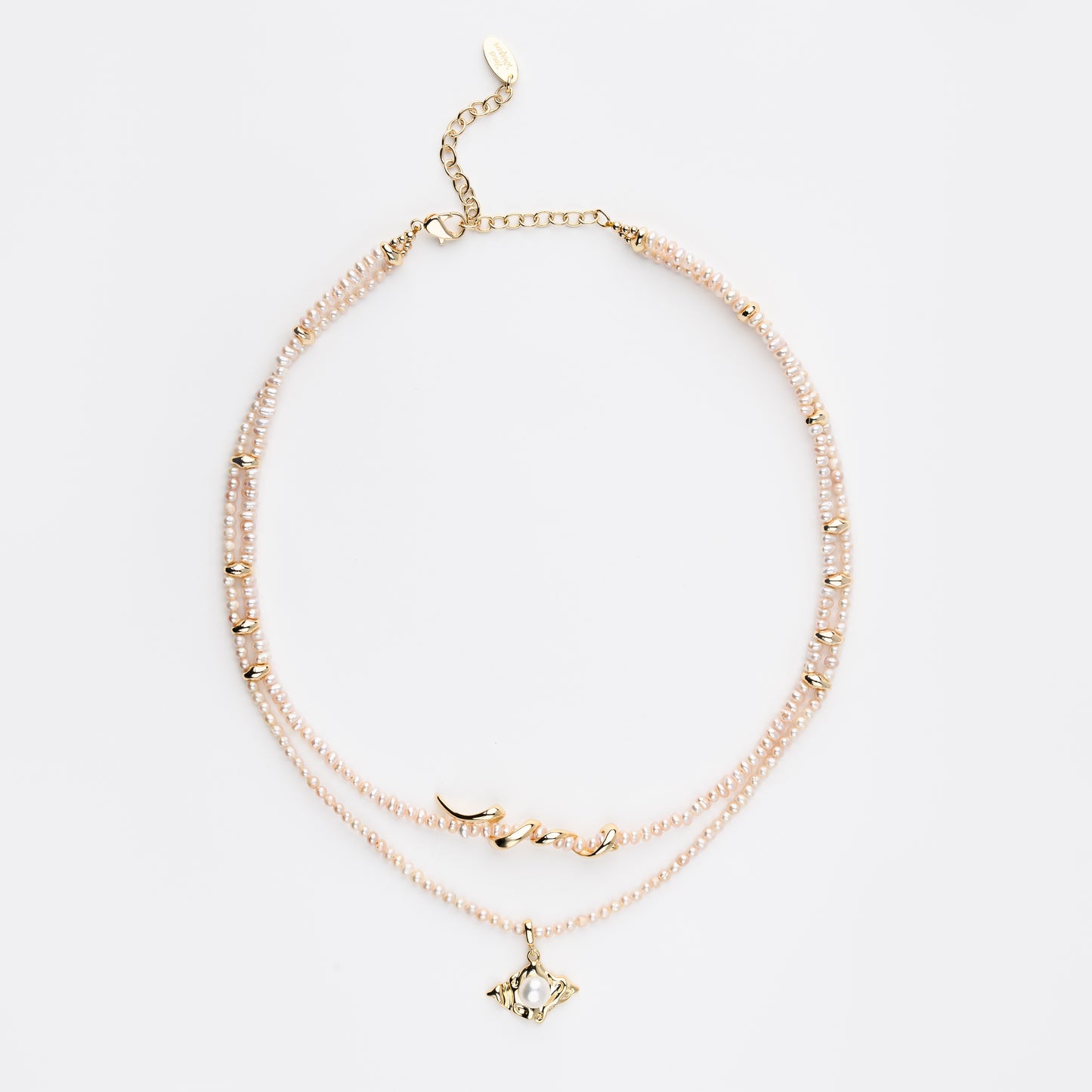 MYSTIC Series Freshwater Baroque Pearl Necklace ref.#022 - Rice Pearl, 14K Gold-plated