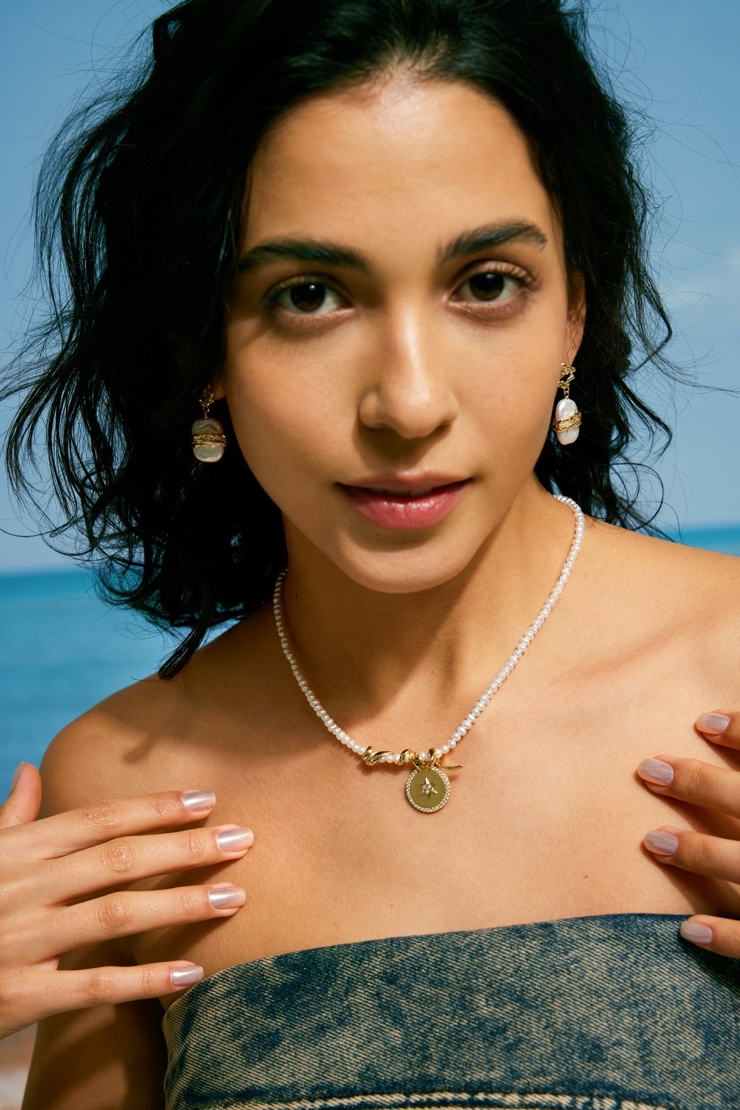 MYSTIC Series Freshwater Baroque Pearl Necklace ref.#023 - Rice Pearl, 14K Gold-plated, Gemstone
