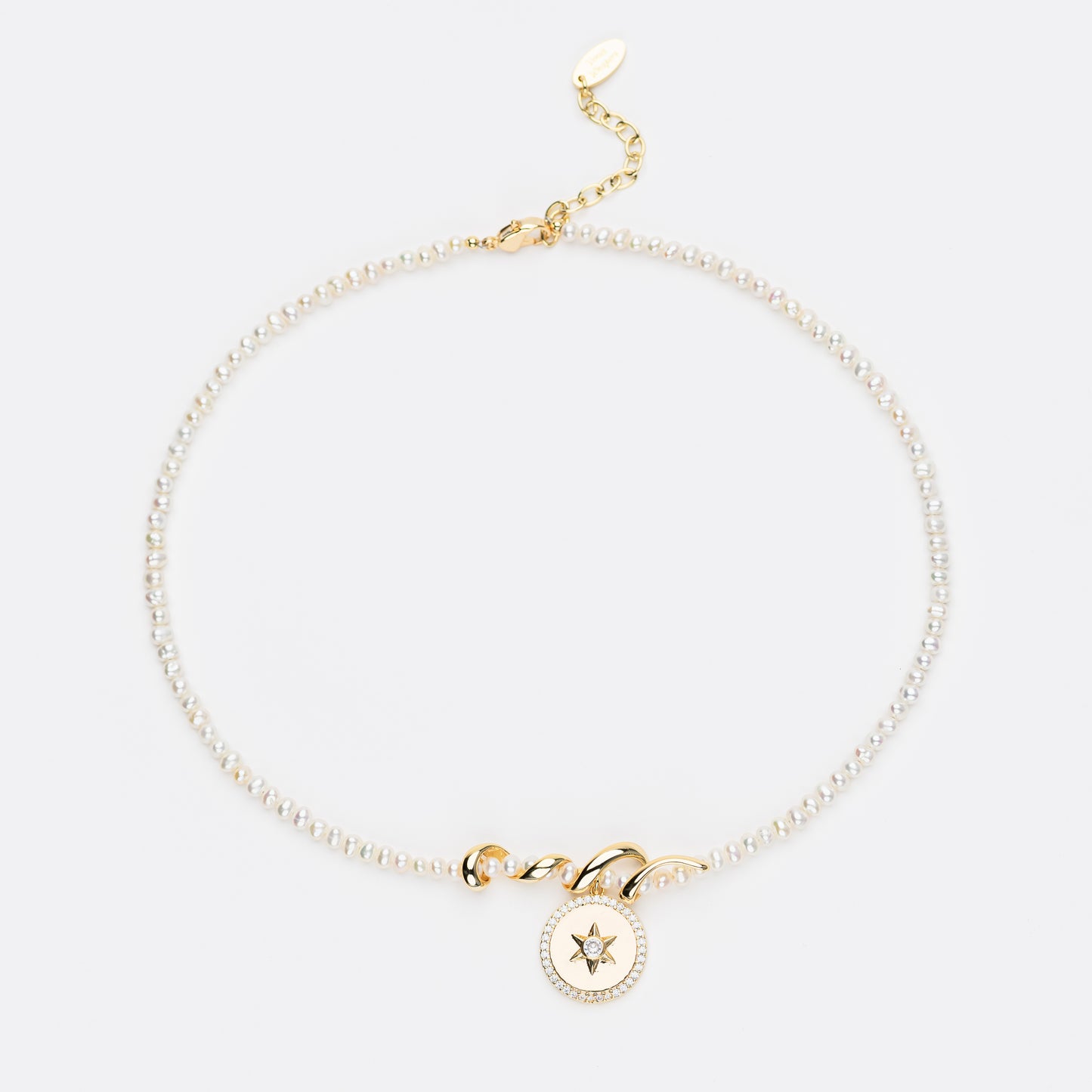 MYSTIC Series Freshwater Baroque Pearl Necklace ref.#023 - Rice Pearl, 14K Gold-plated, Gemstone