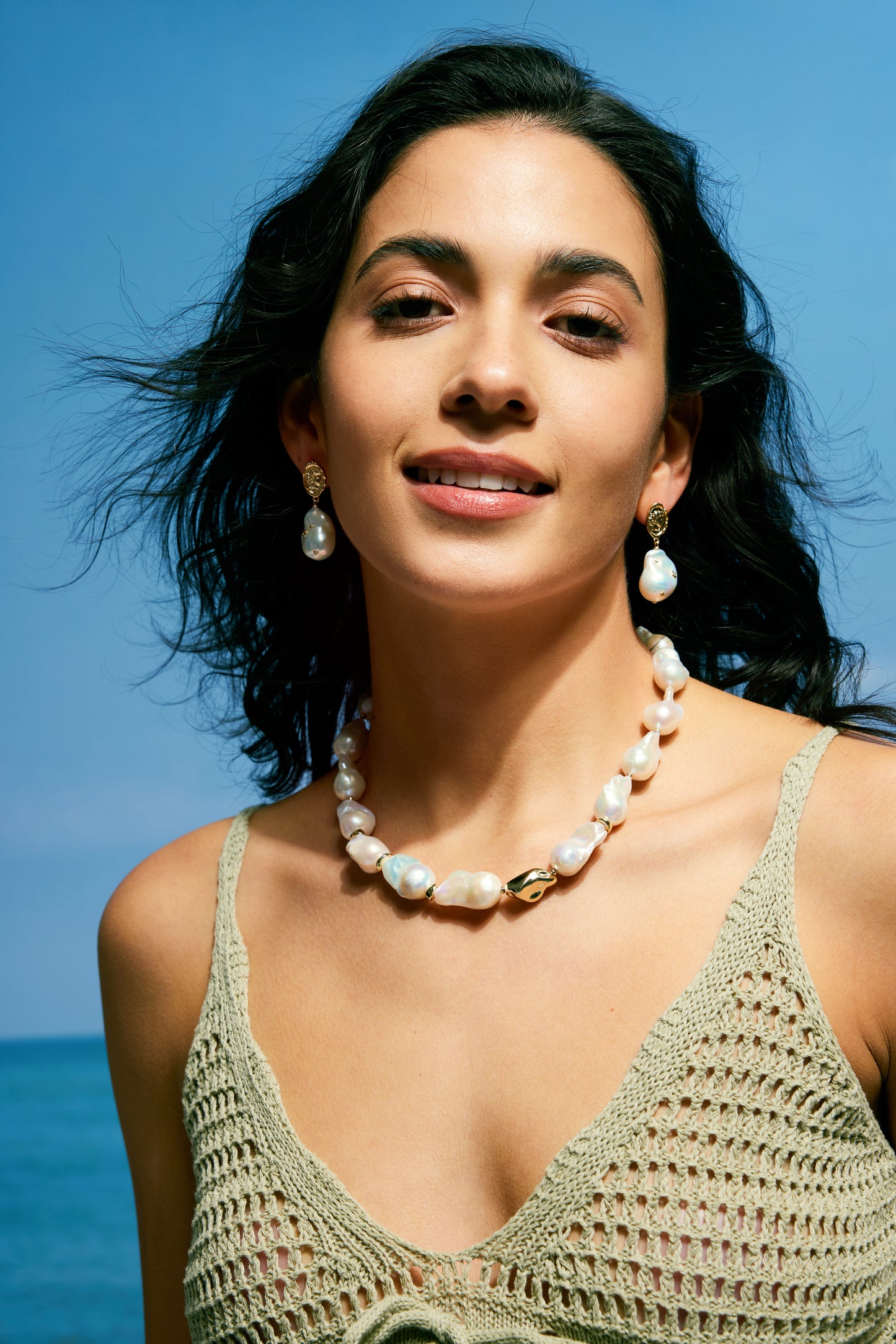 BOLD Series Freshwater Baroque Pearl Necklace ref.#037 - 14K Gold-plated