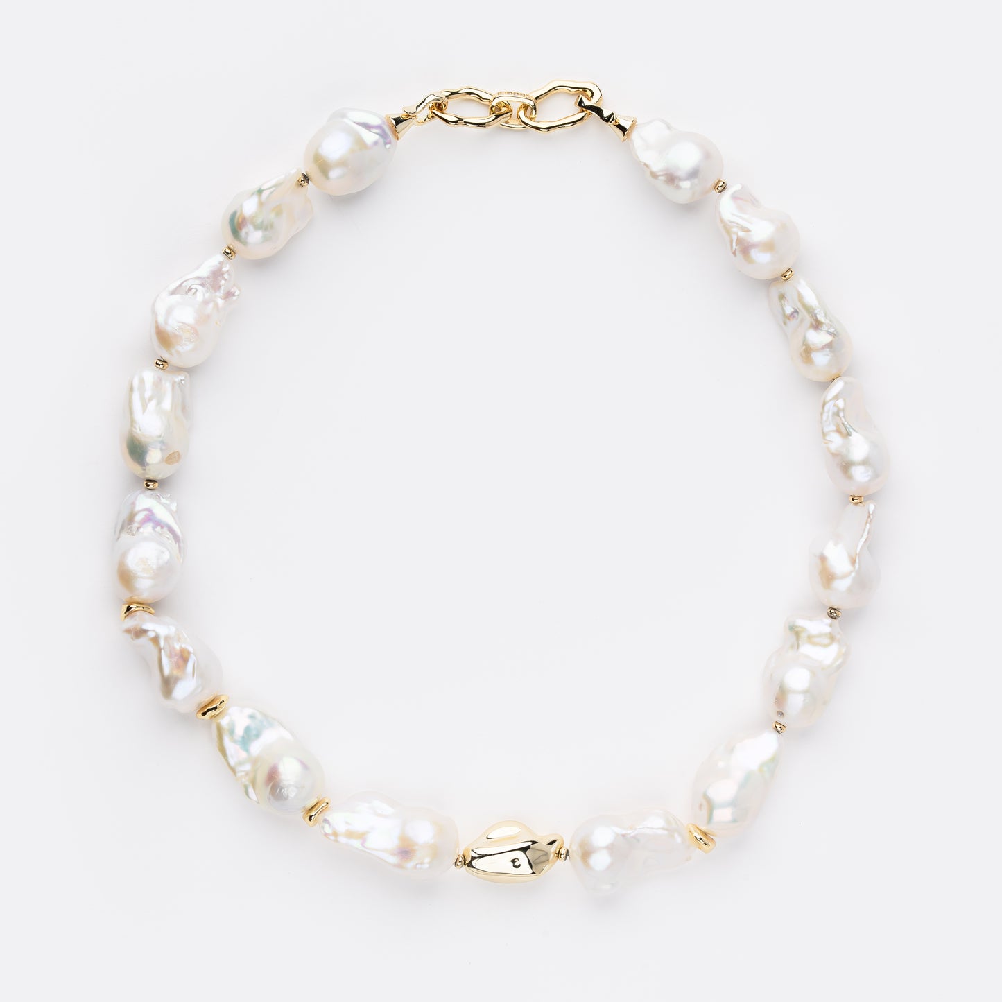 BOLD Series Freshwater Baroque Pearl Necklace ref.#037 - 14K Gold-plated