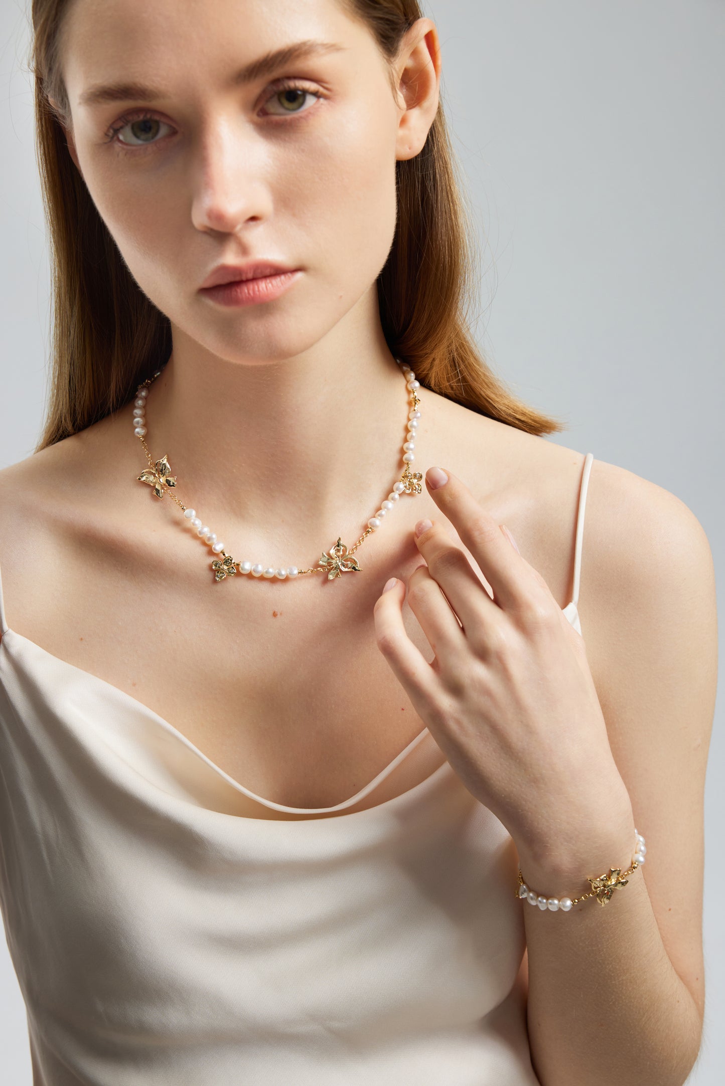 VENUSTUS Series Freshwater Baroque Pearl Necklace ref.#043 - Button Pearl, 14K Gold-plated