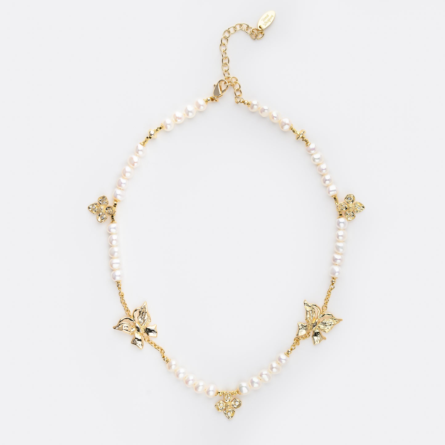 VENUSTUS Series Freshwater Baroque Pearl Necklace ref.#043 - Button Pearl, 14K Gold-plated