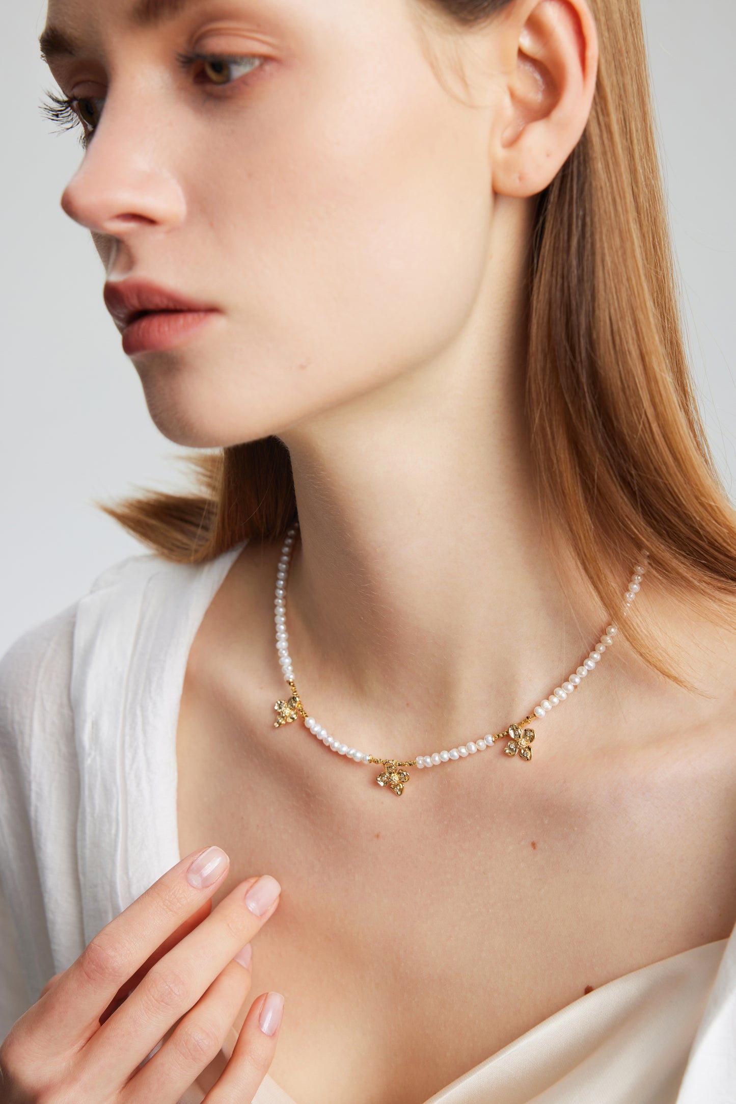 VENUSTUS Series Freshwater Baroque Pearl Necklace ref.#044 - Rice Pearl, 14K Gold-plated