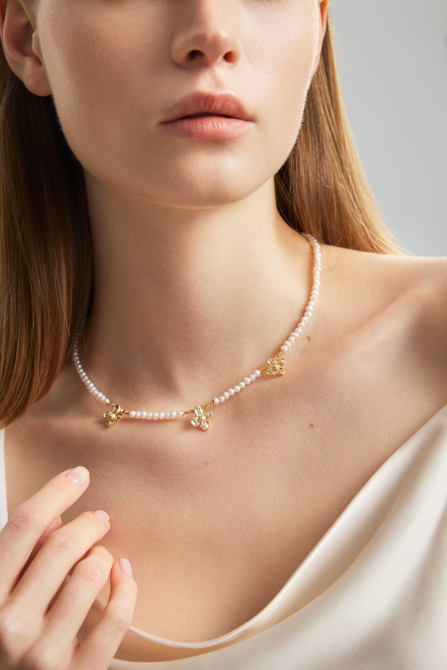 VENUSTUS Series Freshwater Baroque Pearl Necklace ref.#044 - Rice Pearl, 14K Gold-plated