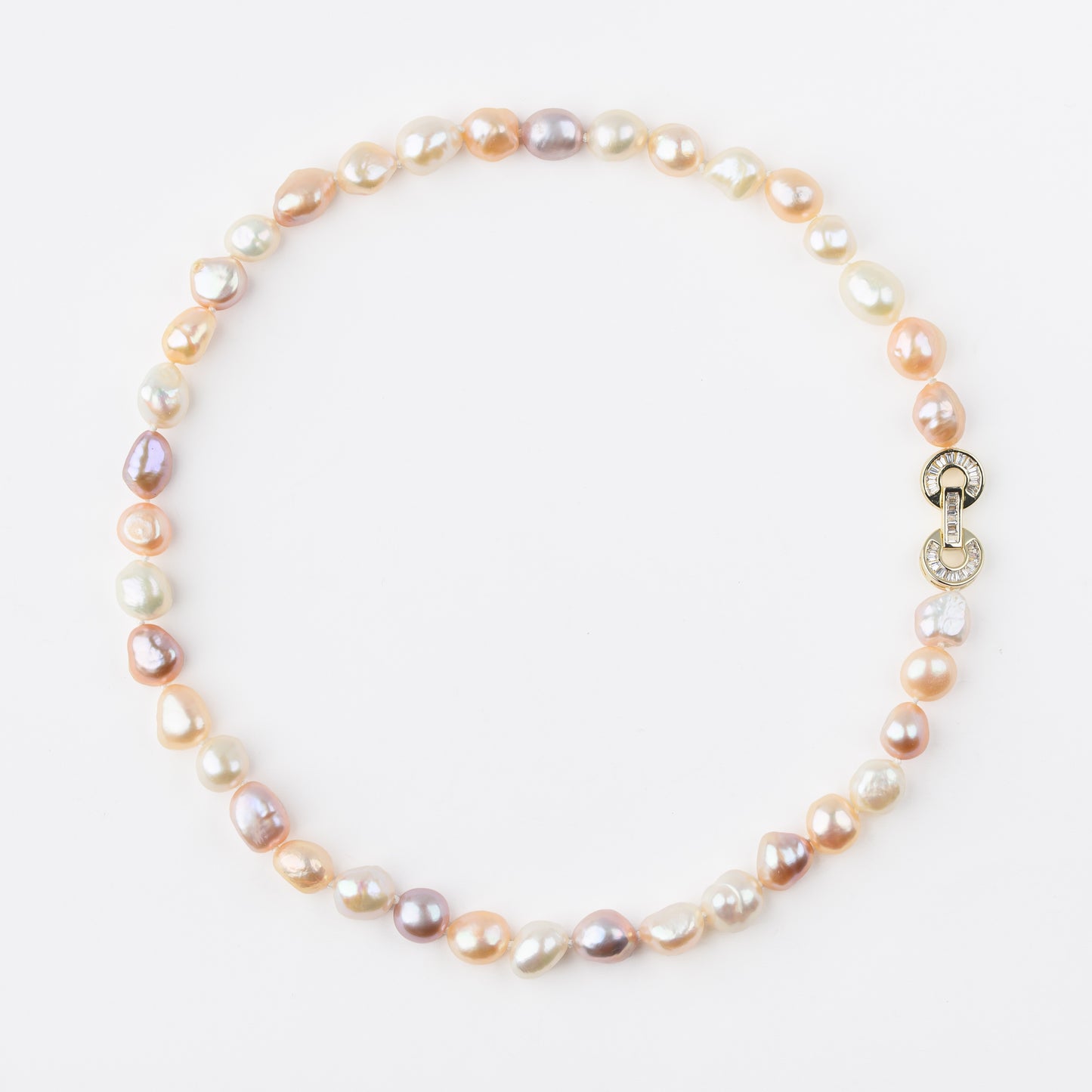 MOONLIT Series Freshwater Baroque Pearl Necklace ref.#050 - Button Pearl, 14K Gold-plated, Gemstone