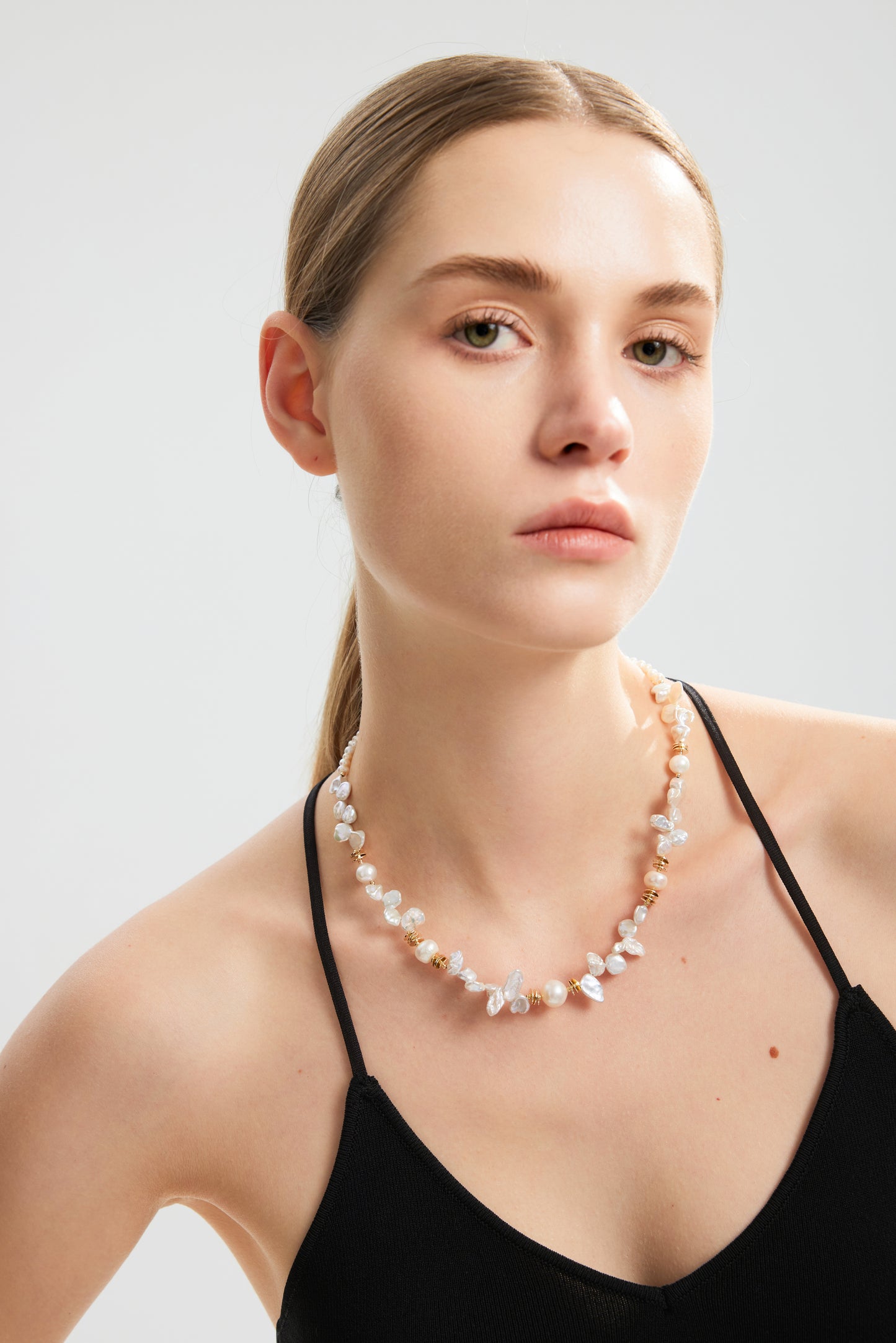 PETALBORN Series Freshwater Baroque Pearl Necklace ref.#060 - Petal Pearl, 14K Gold-plated