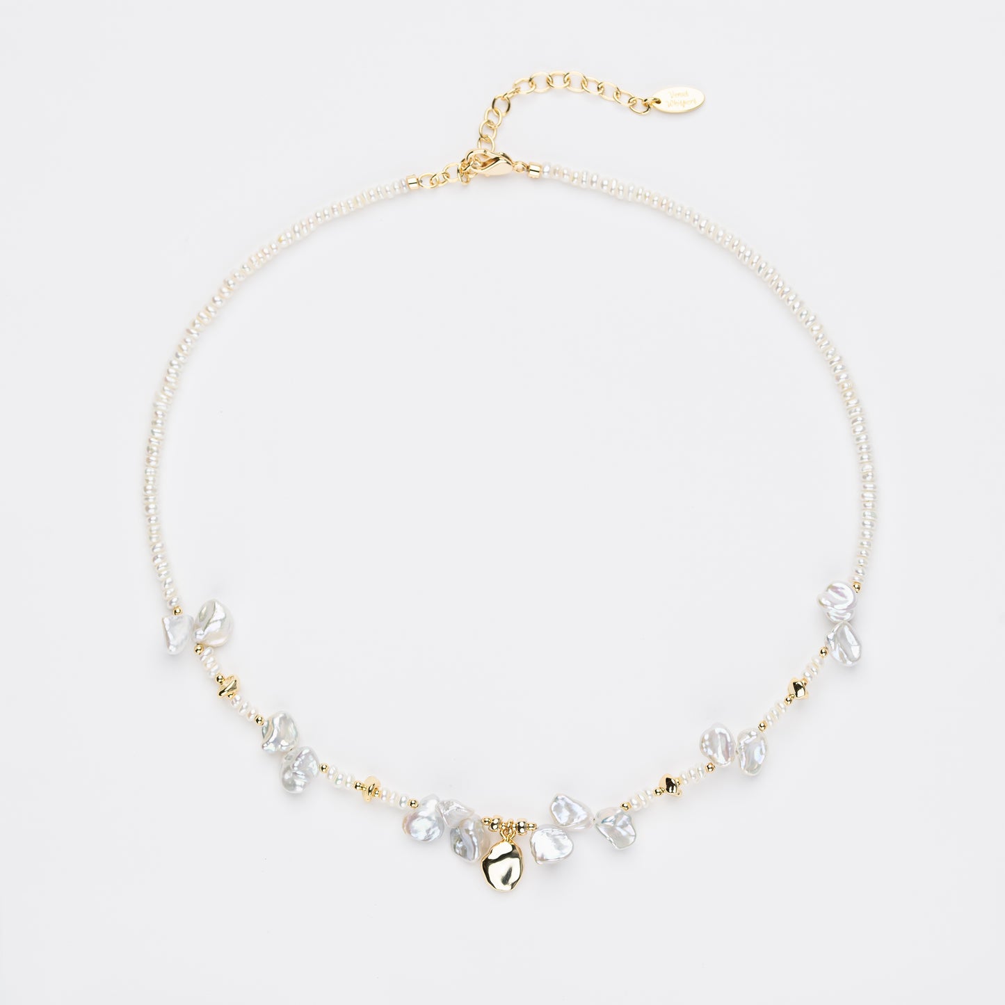 PETALBORN Series Freshwater Baroque Pearl Necklace ref.#061 - Petal Pearl, Rice Pearl, 14K Gold-plated