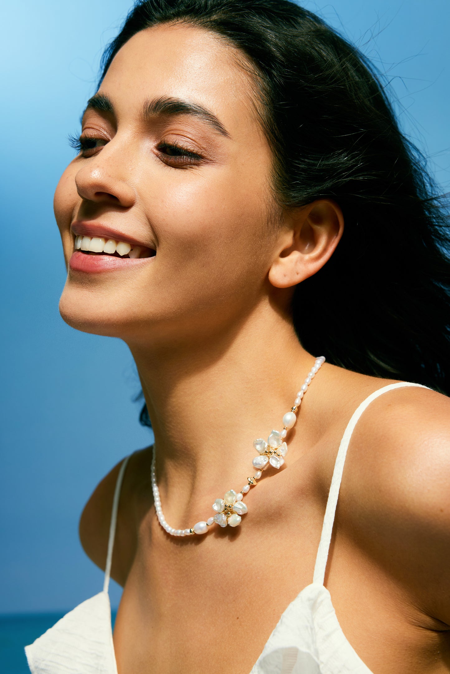 PETALBORN Series Freshwater Baroque Pearl Necklace ref.#062 - Petal Pearl, Rice Pearl, 14K Gold-plated