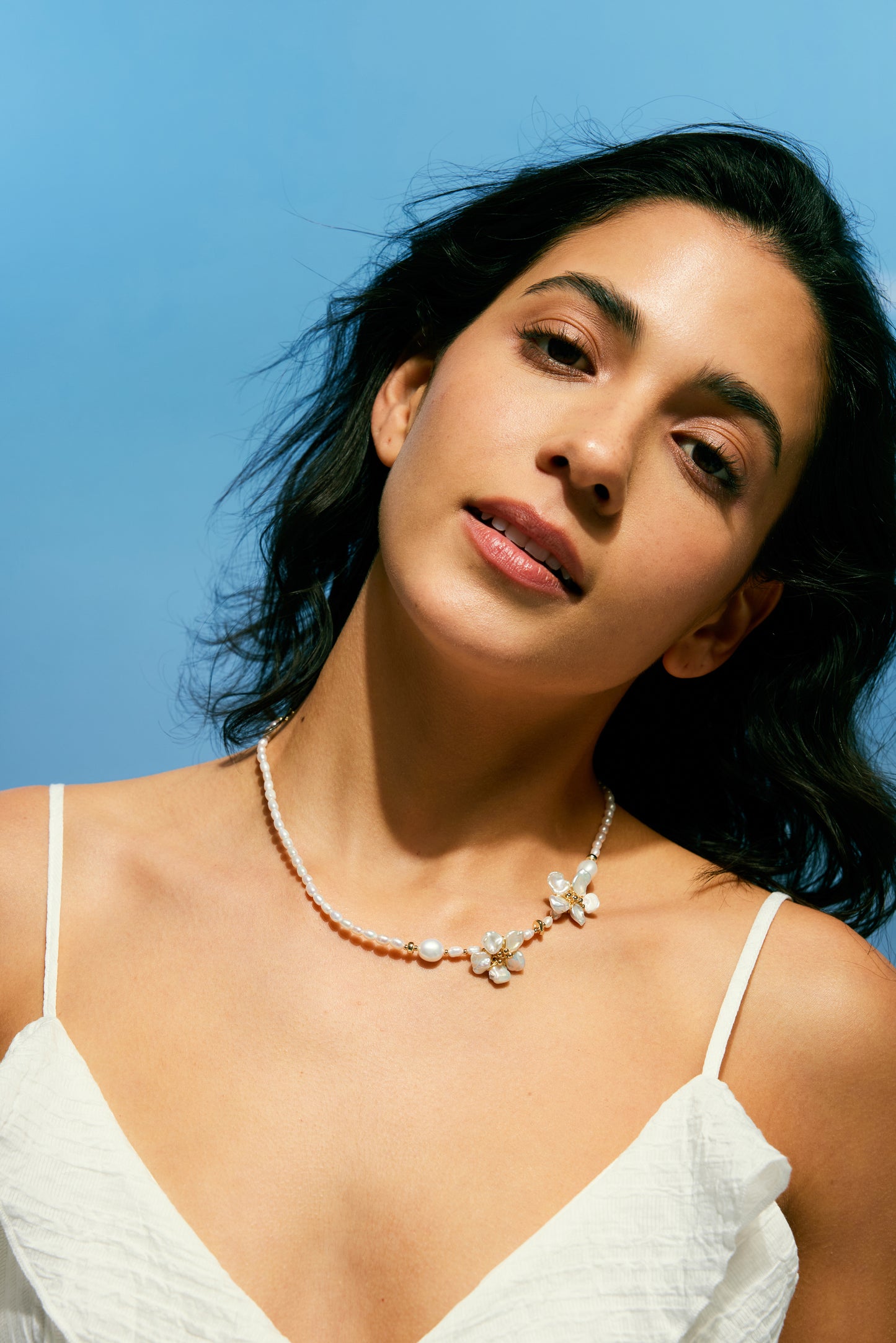 PETALBORN Series Freshwater Baroque Pearl Necklace ref.#062 - Petal Pearl, Rice Pearl, 14K Gold-plated