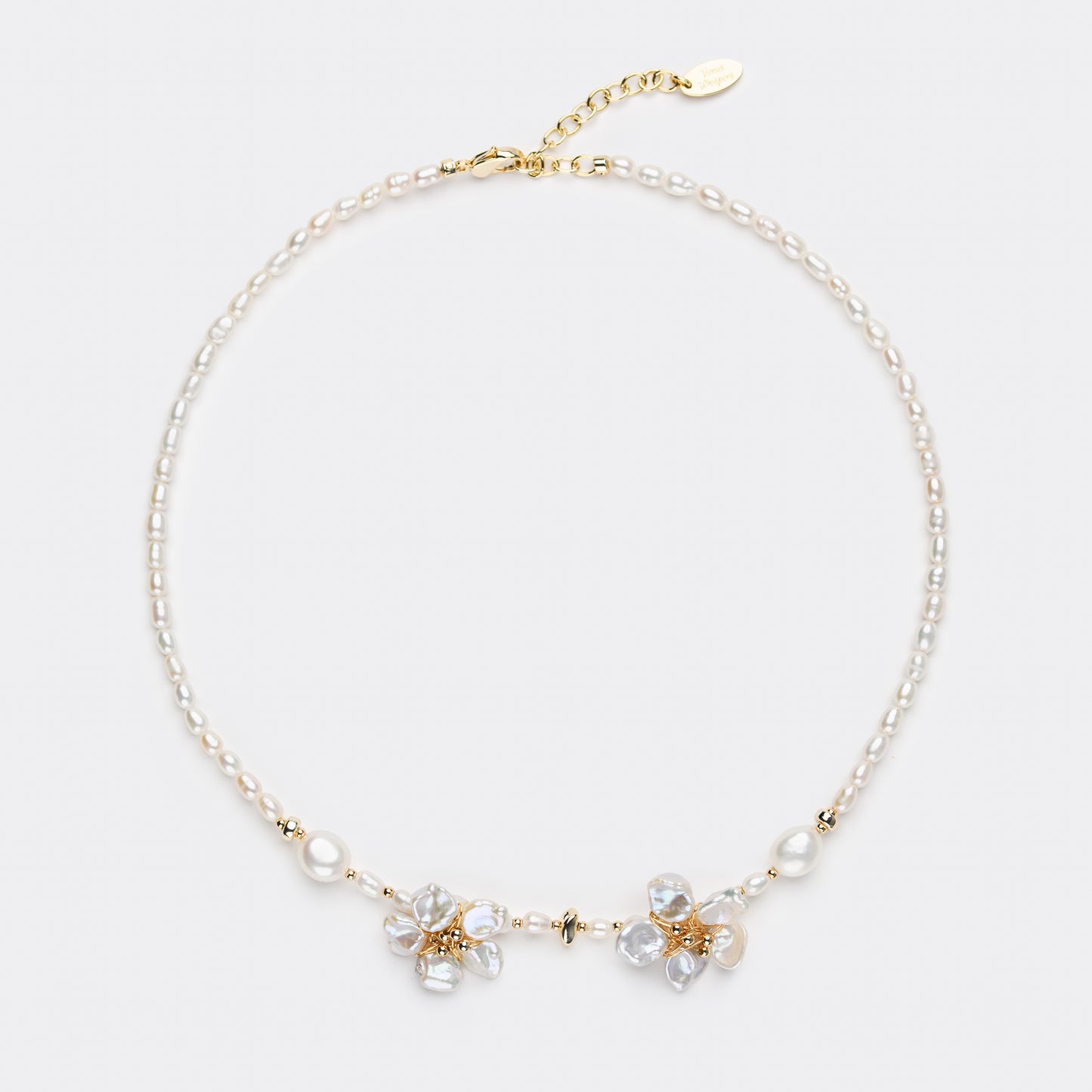PETALBORN Series Freshwater Baroque Pearl Necklace ref.#062 - Petal Pearl, Rice Pearl, 14K Gold-plated
