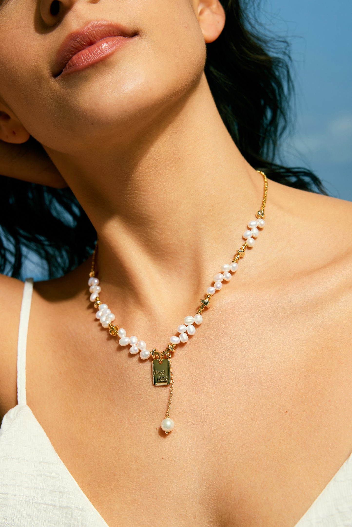 VENUSTUS Series Freshwater Baroque Pearl Necklace ref.#064 - Rice Pearl, 14K Gold-plated