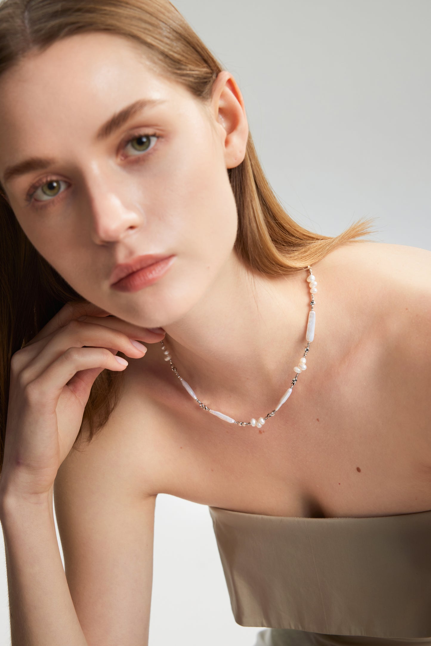 DULCIS Series Freshwater Baroque Pearl Necklace ref.#065 - 14K Platinum-plated