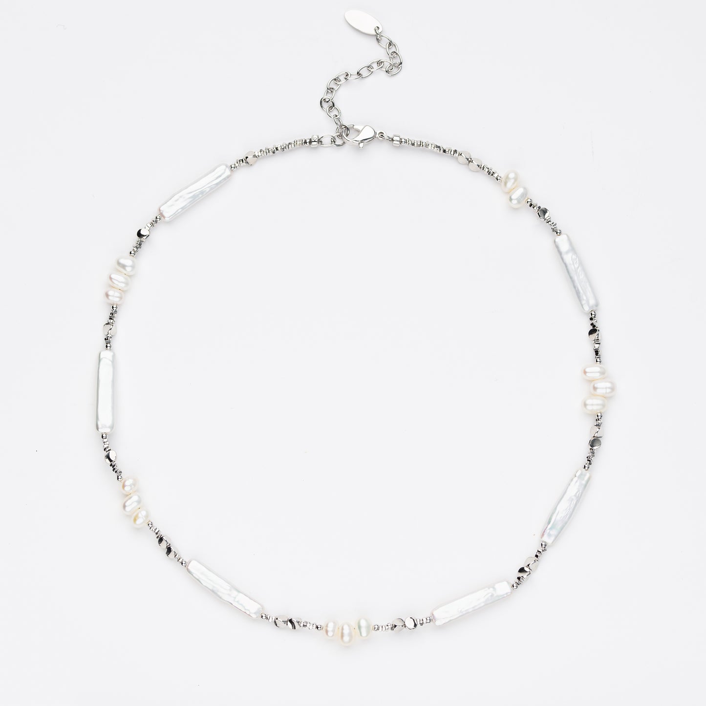 DULCIS Series Freshwater Baroque Pearl Necklace ref.#065 - 14K Platinum-plated