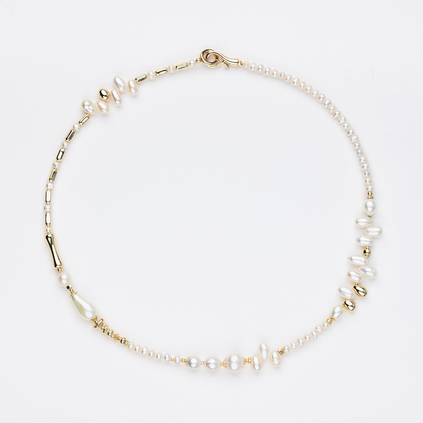 VENUSTUS Series Freshwater Baroque Pearl Necklace ref.#067 - Rice Pearl, 14K Gold-plated