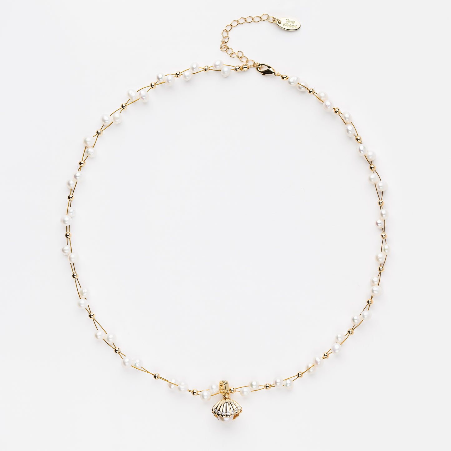 VIBRANT Series Freshwater Baroque Pearl Necklace ref.#070 - Rice Pearl, 14K Gold-plated, Gemstone