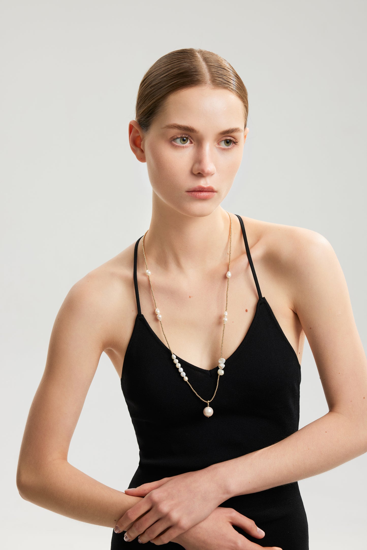 CATALYTIC Series Freshwater Baroque Pearl Necklace ref.#079 - 14K Gold-plated