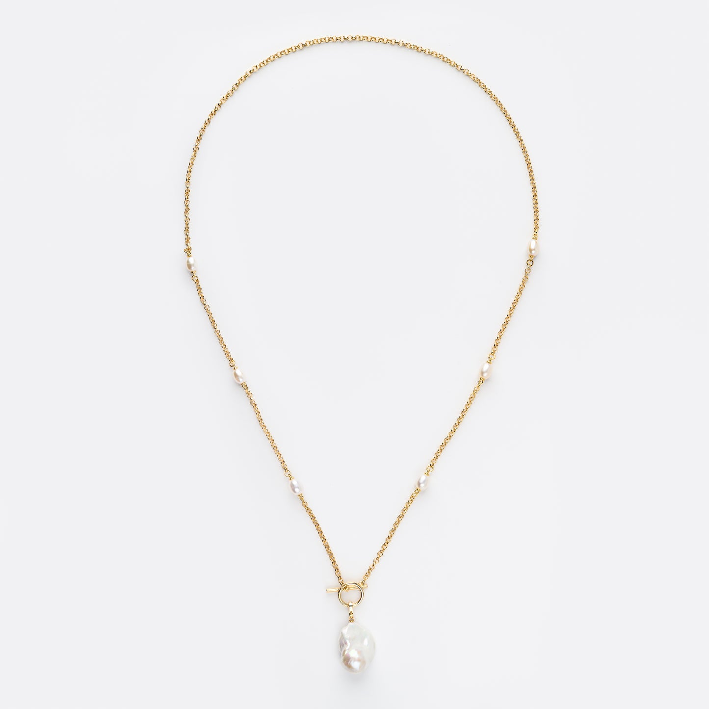 CATALYTIC Series Freshwater Baroque Pearl Necklace ref.#080 - 14K Gold-plated