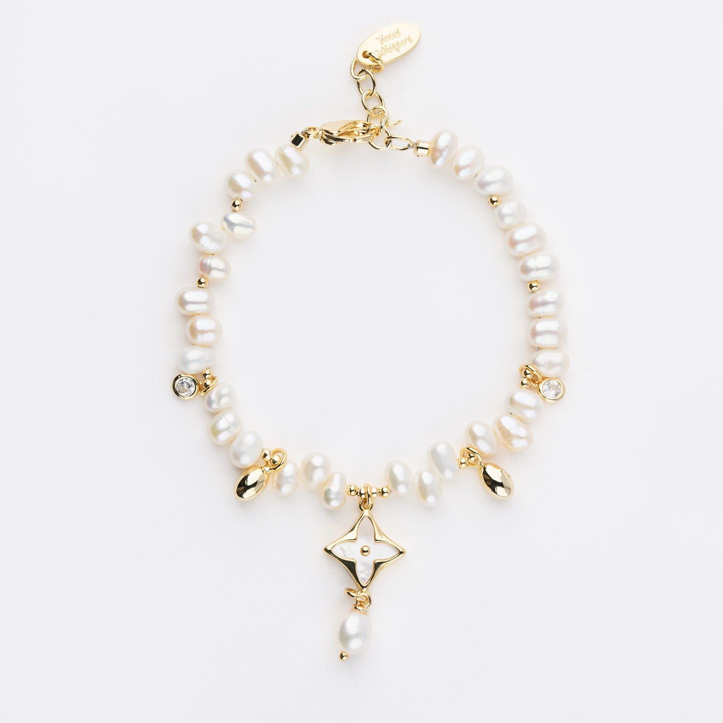 MYSTIC Series Freshwater Baroque Pearl Bracelet ref.#072 - Rice Pearl, 14K Gold-plated, Gemstone