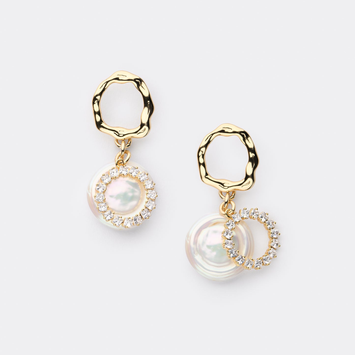 SPARKLING Series Freshwater Baroque Pearl Earrings ref.#082 - 14K Gold-plated, Gemstone