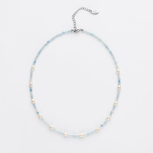 VIBRANT Series Freshwater Baroque Pearl Necklace ref.#021 - Rice Pearl, Gemstone