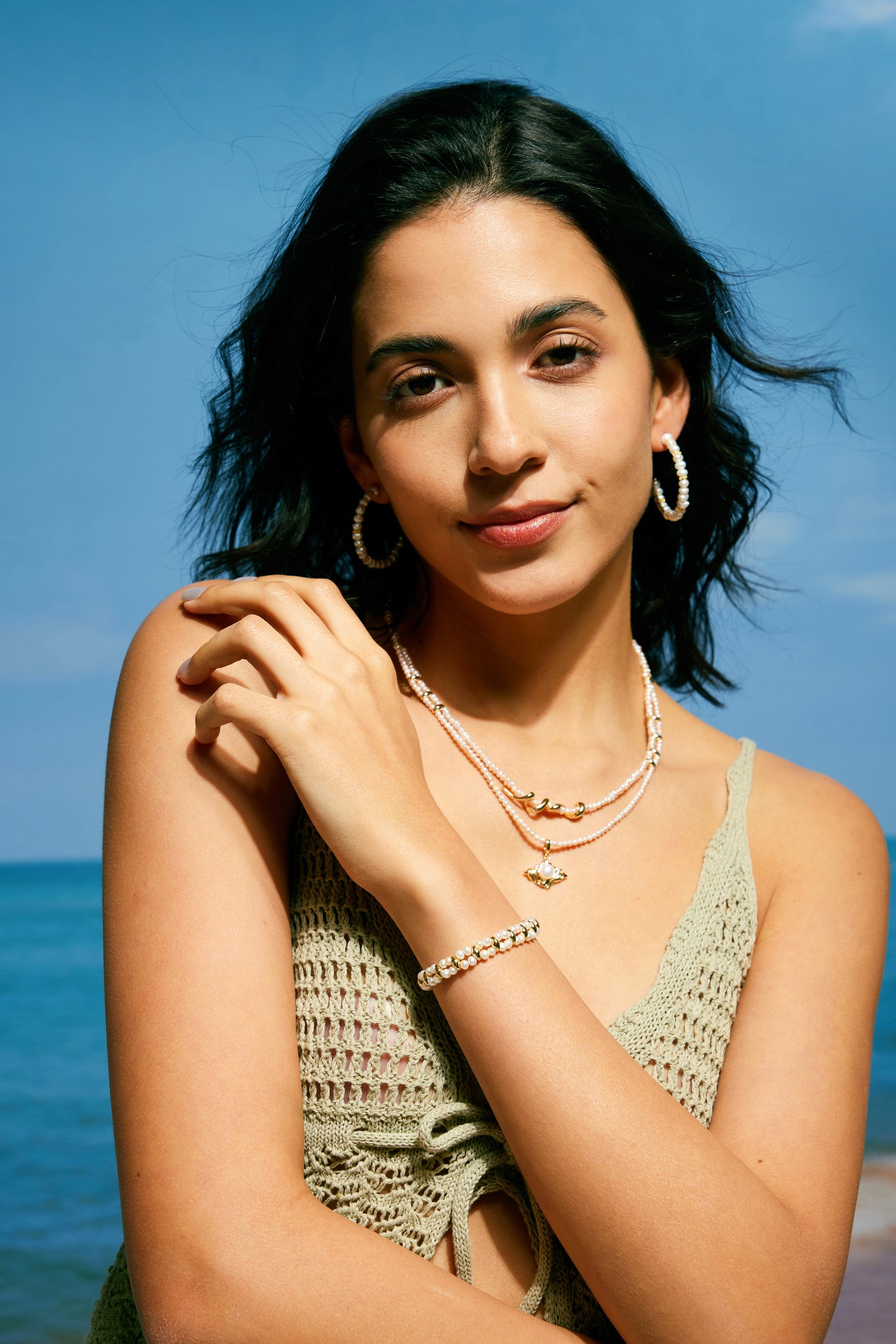 Pearl Hoop Harmony Earrings