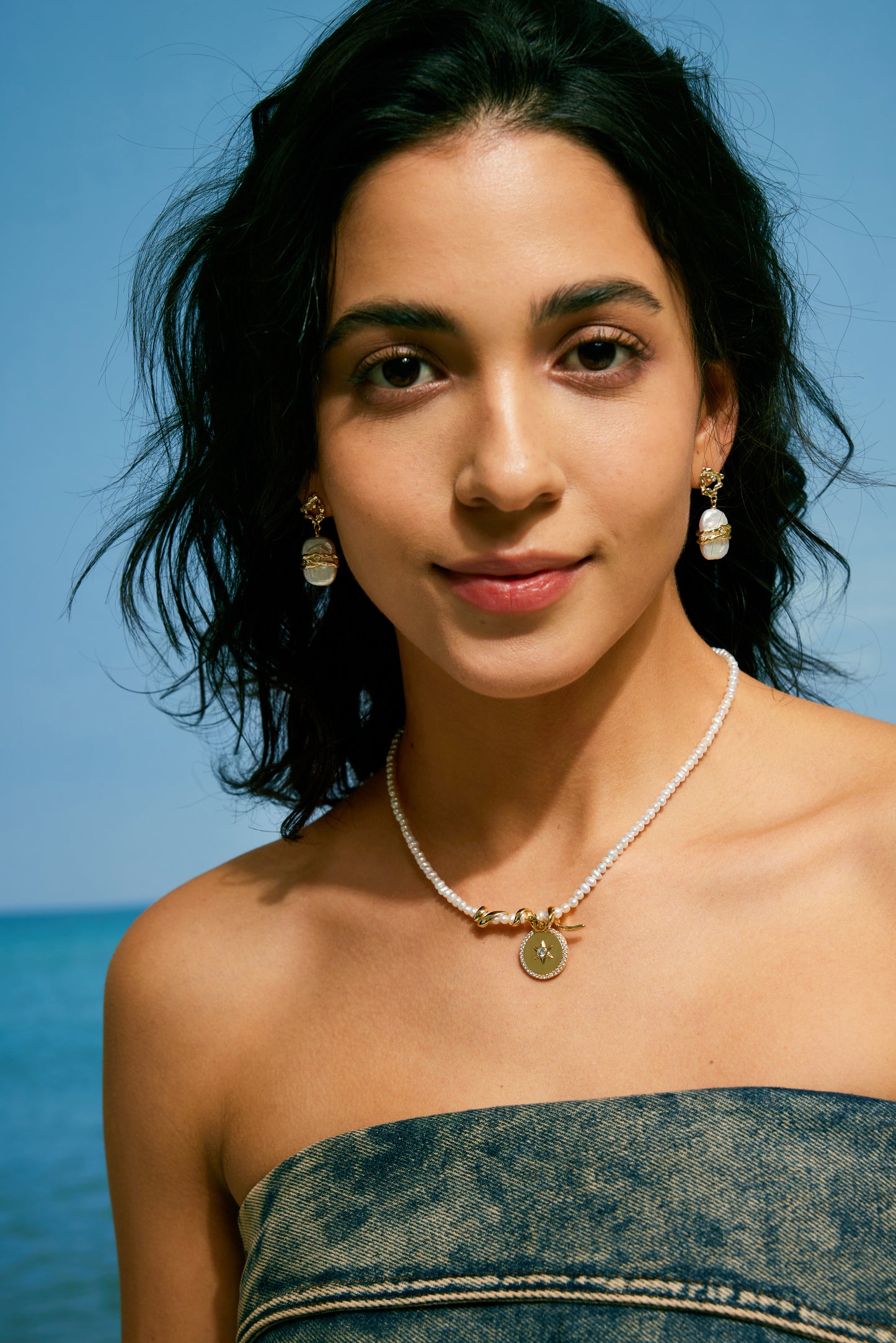 MYSTIC Series Freshwater Baroque Pearl Necklace ref.#023 - Rice Pearl, 14K Gold-plated, Gemstone