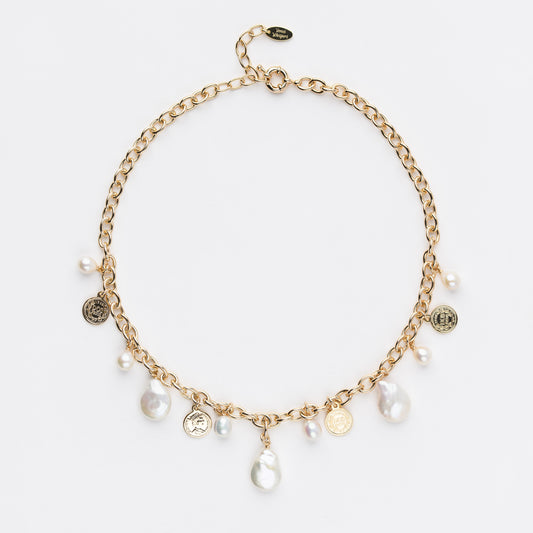 BOLD Series Freshwater Baroque Pearl Necklace ref.#033 - 14K Gold-plated