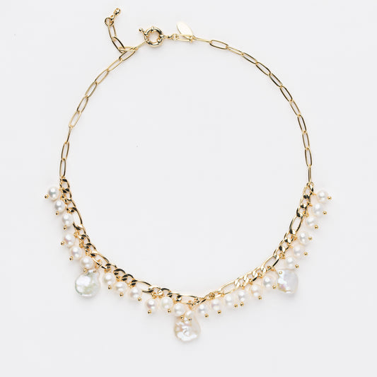 BOLD Series Freshwater Baroque Pearl Necklace ref.#034 - 14K Gold-plated