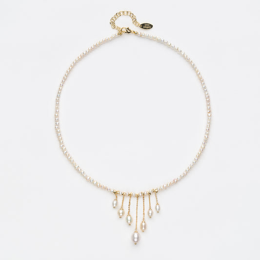 CATALYTIC Series Freshwater Baroque Pearl Necklace ref.#035 - Rice Pearl, 14K Gold-plated