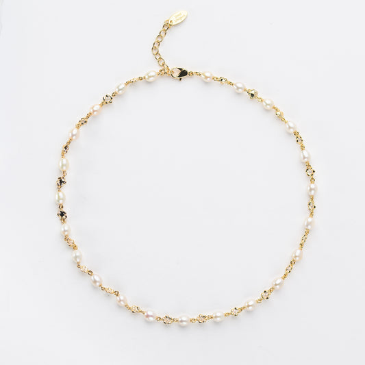 VENUSTUS Series Freshwater Baroque Pearl Necklace ref.#042 - Rice Pearl, 14K Gold-plated